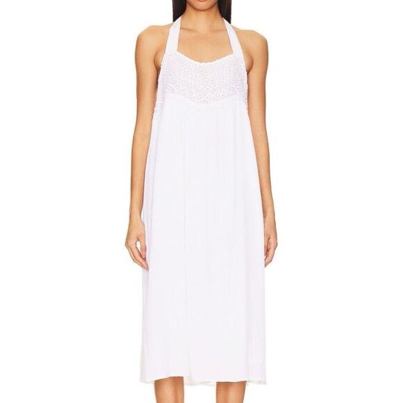 Tularosa Sammy White Crochet Top Lined Halter Midi Dress NWT Size Extra Large - Picture 1 of 8